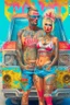 Placeholder: Consumerist Trailer Park God And Goddess Covered In Brand Tattoos With Giant Logos All Over Their Clothes; Pop Art Renaissance Trailer Trash Painting; Insanely Detailed; award-winning portfolio piece, provocative, psychedelic, Magnificent.