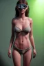 Placeholder: Realistic image, waist up portrait, hybrid made up of a real woman's body and a muppet's head mask ,concept art, smooth, unreal engine 5, god lights, ray tracing, RTX, lumen lighting, ultra detail, volumetric lighting, 3d, finely drawn, high definition, 4k.