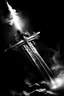 Placeholder: Burning sword of jezus black and grey white photo