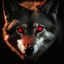 Placeholder: A wolf with shining red eyes