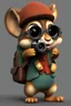 Placeholder: Cute 3d animated chipmunk, she is a photographer with backpack and camera