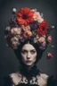 Placeholder: a woman in a costume with flowers on her head, a character portrait by Carla Wyzgala, unsplash contest winner, gothic art, studio photography, behance hd, photo taken with nikon d750