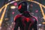 Placeholder: Miles morales in 8k nier automata drawing style, Carrying them, cinematic mood, neon effect, close picture, rain, highly detailed, high details, detailed portrait, masterpiece,ultra detailed, ultra quality
