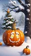 Placeholder: Pumpkin with snow , Merry-x-mas decoration, tree, cartoon, Undertaker, fire and smog