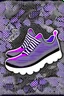 Placeholder: Shoe. tread pattern. Ghosts. Use only white, black, and purple.