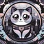 Placeholder: Kawaii Creepy Cat with big, round eyes and tiny fangs.