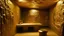 Placeholder: A tan cave filled with gold designed in Scandinavian folk art painted by Mark Rothko