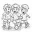 Placeholder: group of boys playing football, for coloring book