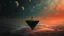 Placeholder: one alone human stands on deep dark colors little floating island. the island with alone human floatings over colors landscape . normal neurotipical lifes contrast the weird inner world with neurodivergens soul and mind,, Whimsical strange style of Chagall, of Bosch of giger and Anton Semenov. weird absurd beauty nightmare, in background neuronic network and landscape with cites and with many little humans on eart, Whimsical surreal vibe, cinematic