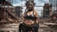 Placeholder: RAW photo, cute thiny woman mask, full body, postapocalypse warrior, leather, leather straps, rivets, chains, ropes, bronze, corrugated tubes, against the background of the ruined city, rusted steel structures, ((intricate details)), hdr, ((intricate details, hyperdetailed)), cinematic shot, vignette, PERFECT (((gorgeous FACE))), highly detailed, INTRICATE, photo realistic, cinematic lighting, Fujifilm XT3