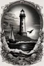 Placeholder: Lighthouse and ship at night tattoo design