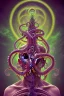 Placeholder: Spiritual being with Tentacles over human Head creating reality around, wrapping Spiral around Human, Psychedelic