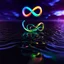 Placeholder: infinity symbol ∞ with vibrant single plankton in water, striking, neon, chiaroscuro, dramatic, captivating, powerful, fantasy, beautiful, octane render, 16k post-production, artstation: award-winning: atmospheric: commanding: fantastical: clarity: ultra quality: striking: brilliance: stunning colors: amazing depth; lens: f/11, 35mm