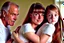 Placeholder: beautiful auburn hair teenage laracroft girls with grandpa in bedroom, hugging dad bare lips