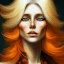 Placeholder: fantasy setting, woman, two-toned streaked orange and white hair, wavy hair, freckles, ranger, more white hair, more orange hair, more streaked hair