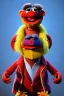 Placeholder: Waist up muppet Portrait, Nicolas maduro us muppet doll, Venezuelan president, tracksuit red blue and yellow, mustache, photo studio, red background, unreal engine 5, concept art, art station, ray tracing, lumen lighting, ultra detail, volumetric lighting, 3d.