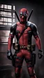 Placeholder: Deadpool as Soldier in dark uniforms and assault rifles, ruined background, Realistic, Stylish, Assault vests, hdr, Intricate details, ultra - detailed, Cinematic, rim-light, danger atmosphere, hat