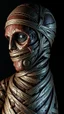 Placeholder: Busch painting style nightmare, a side view of the mummy by his face skin is a rusted broken metallic skin texture in a 3d rendering full-height image of a grim and dark scene. Ensure the final images exhibit the utmost quality, encompassing 4K, 8K, and 64K resolutions, with 3D rendering that manifests in photorealistic, hyperrealistic, and highly detailed representations. Employ techniques such as HDR, UHD,