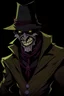 Placeholder: Image of a villain that looks like scarecrow and batman with purple eyes.