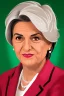 Placeholder: Extremely rich female politician portrait