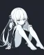 Placeholder: emotionless, numb, black and white, anime girl sitting with black background