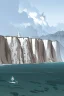 Placeholder: A cliff by the sea, greyscale