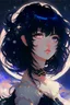 Placeholder: Celestial anime girl, black hair