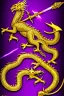 Placeholder: medieval Knight in golden jeweled armor vs dragon, violet color, high detail, sorcery, sparks, mechanical, plasma, treasure, weapons, slithery, goofy