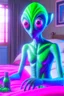 Placeholder: alien at a slumber party ,3d 4k octane render, smooth, sharp focus, highly detailed, unreal engine 5,