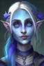 Placeholder: Zella, the youngest of the elven sisters, is the most beautiful. She has beautiful piercing blue eyes, and always has a mischievous smile. She shaves one side of her head. Her loose flowing clothes are a deep purplish hue. She summons small pale blue skulls all around her