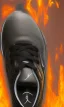 Placeholder: Jordan 3 black sneaker made out of fire. Animation movie style.