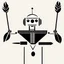 Placeholder: Simple minimal logo of robot holding a quill, style of Paul Rand –no text