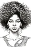 Placeholder: Pages with a beautiful afro american woman's face, white background, Sketch style, only use an outline, Mandala style, clean line art, white background, no shadows, and clear and well outlined