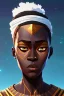 Placeholder: african head portrait, warrior costume, village, meditation, woods, galaxy sky, 8k quality