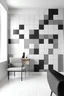 Placeholder: Create a handpainted WALL murala Embrace a minimalist approach by arranging squares in a clean and orderly manner. Use a monochromatic palette for a modern and sophisticated look. Color Palette: White, light grey, graphite, black.