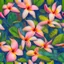 Placeholder: a highly detailed oil painting of plumeria flowers, seamless botanical patter design, fauvism