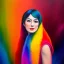 Placeholder: Full body portrait, painting, medium shot lady woolitize rainbow