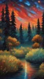 Placeholder: Painting of the night sky with stars and trees, colorful night sky, starry night painting, magical forest background, night background, vibrant painting, atmospheric dream painting, night sky background, colorful painting, colorful stars, Beautiful paint art, dream landscape art, beautiful painting, oil painting, oil painting on canvas, inspired by Vincent Van Gogh