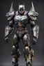 Placeholder: Fullbody photography front view of a Batman mech in transformative style, his metallic skin gleaming with intricate textures and intricate details, captured in an ultra-realistic style that blurs the lines between reality and imagination.