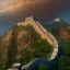 Placeholder: The Great Wall of China, sunset rainbow, waterfall