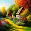 Placeholder: Russian country village!! Neo-impressionism expressionist style oil painting :: smooth post-impressionist impasto acrylic painting :: thick layers of colorful textured paint.