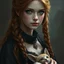 Placeholder: a pretty fantasy woman, young, braided ginger hair, maternal, dark fantasy art