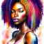 Placeholder: Portrait of beautiful black woman, watercolor , bright colors, long curly hair