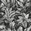 Placeholder: black and white banana leafs wallpaper pattern in vector lines, same line weight