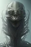 Placeholder: evil predator with crown, alien, brutal face, tron, head, burn eyes, 8k, finely detailed, dark light, photo realistic, hr giger, cyberpunk