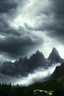 Placeholder: 5. Generate an image of a dramatic stormy sky over a mountain range