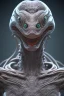 Placeholder: snake alien, head,8 eyes, smile, 8k, with hairs, finely detailed, photo realistic, HR Giger style