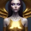 Placeholder: gold woman, beautiful, soft, silver eyes, high definition, 8k, black hair