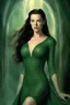 Placeholder: Young Liv Tyler as alluring Arwen in a green short tight dress, tempting posing, a detailed expressive painting by Ken Kelly, deviantart, movie still, reimagined by industrial light and magic