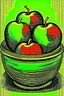 Placeholder: Vintage pop art style of a bowl of sliced apples